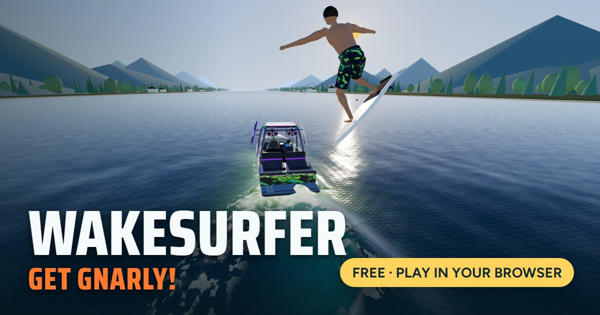 A wakesurfer flying high behind a boat on a mountain lake, with the title WAKESURFER: Get Gnarly!